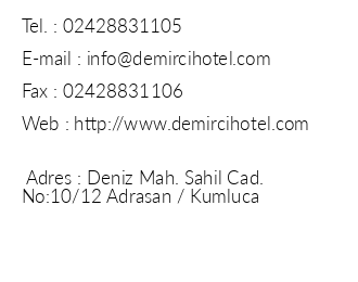 Demirci Hotel iletiim bilgileri